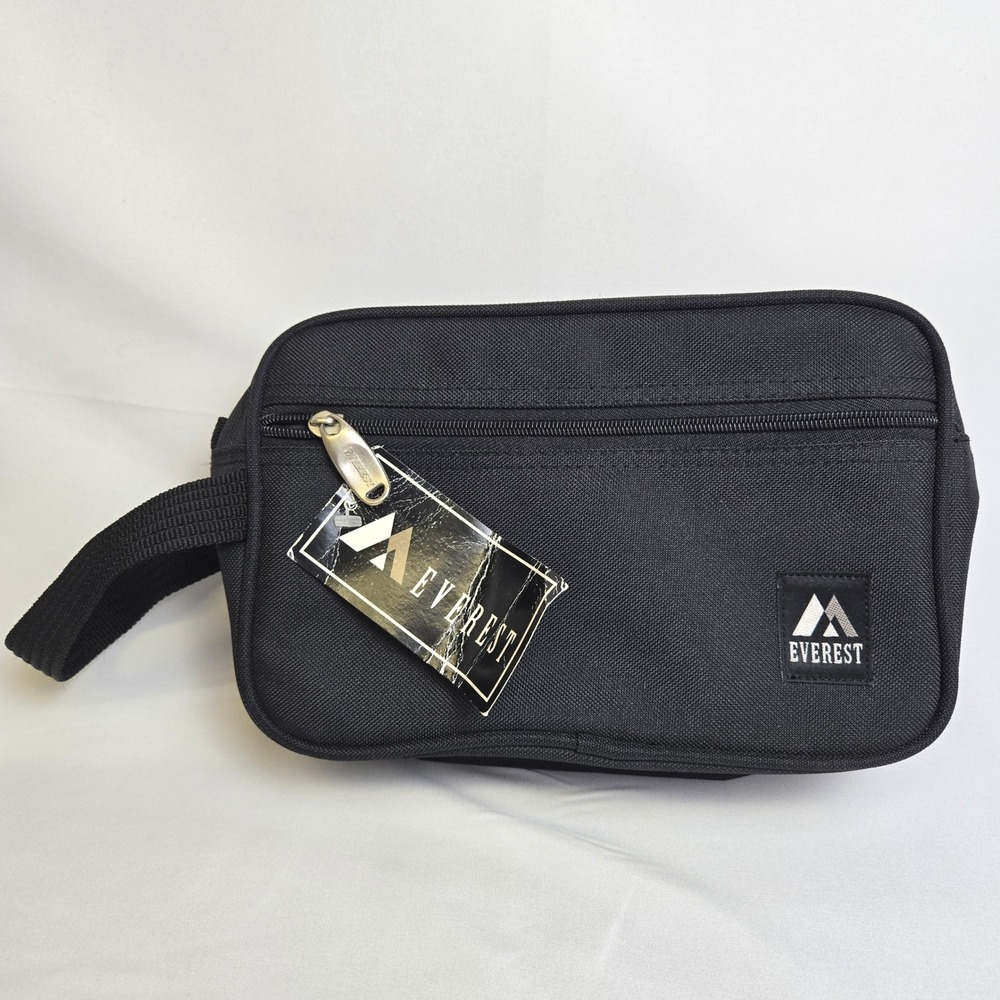 Everest Dual Compartment Toiletry Bag‎ Model 578W Black 9.5" x 5" New
